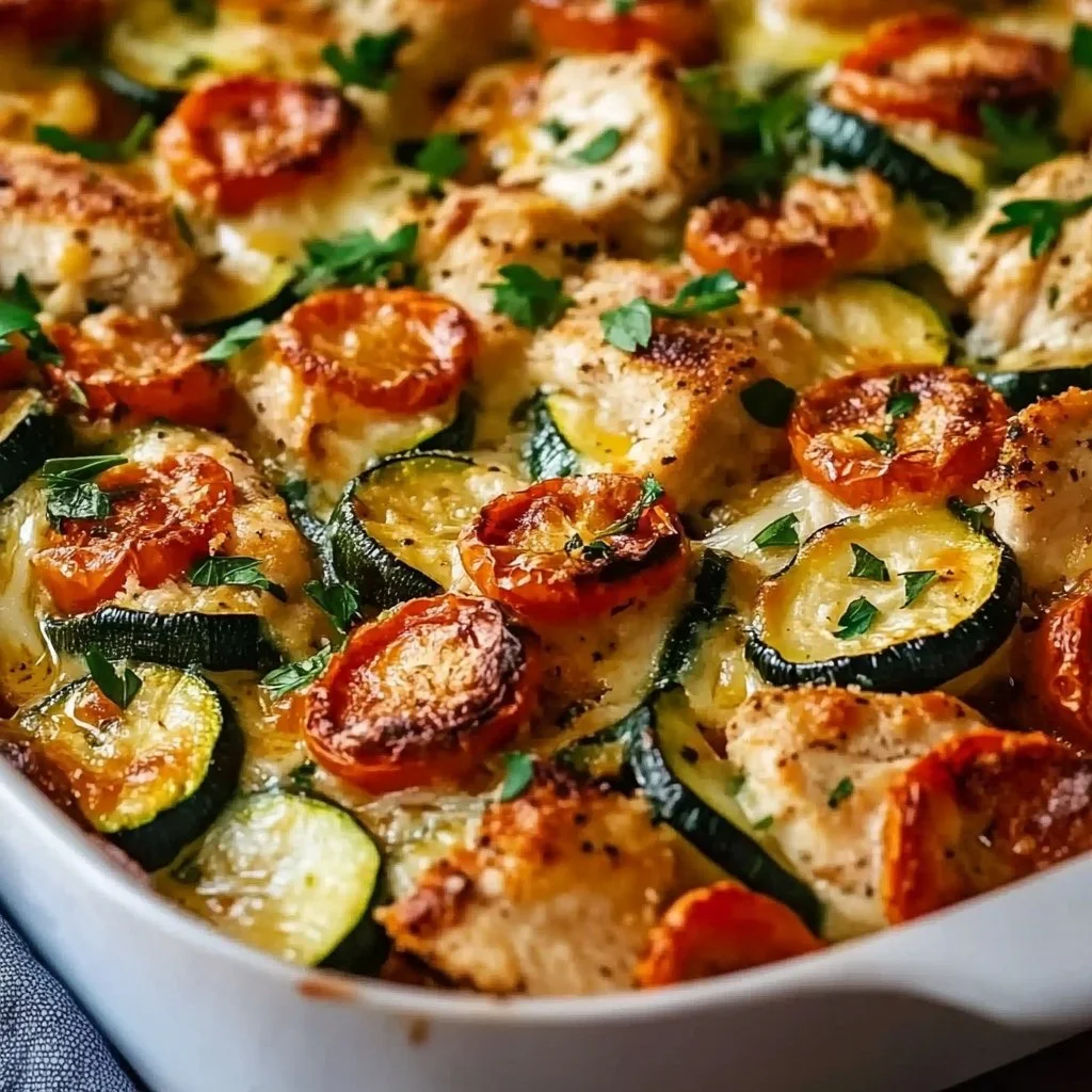 Mediterranean Chicken Zucchini Bake