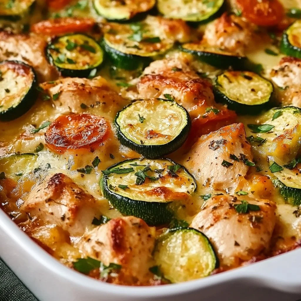 Mediterranean Chicken Zucchini Bake