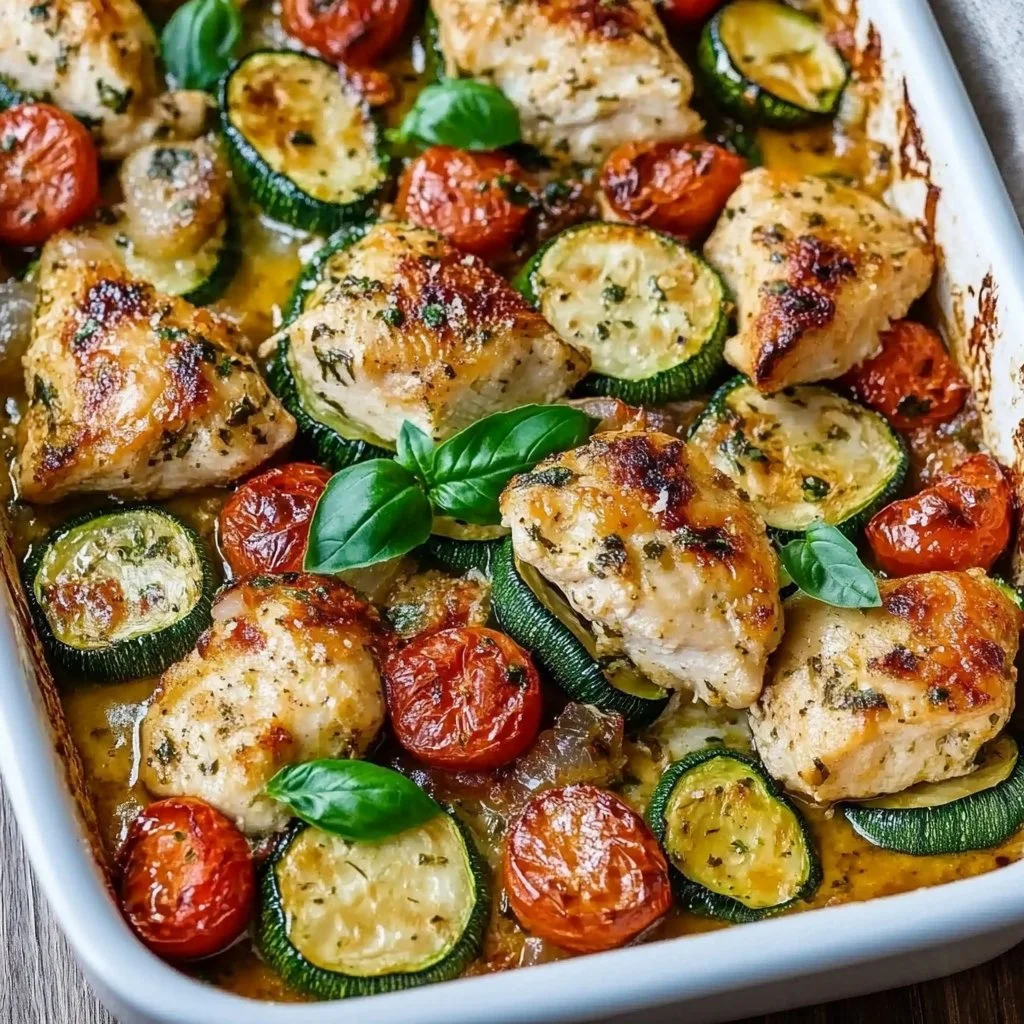 Mediterranean Chicken Zucchini Bake