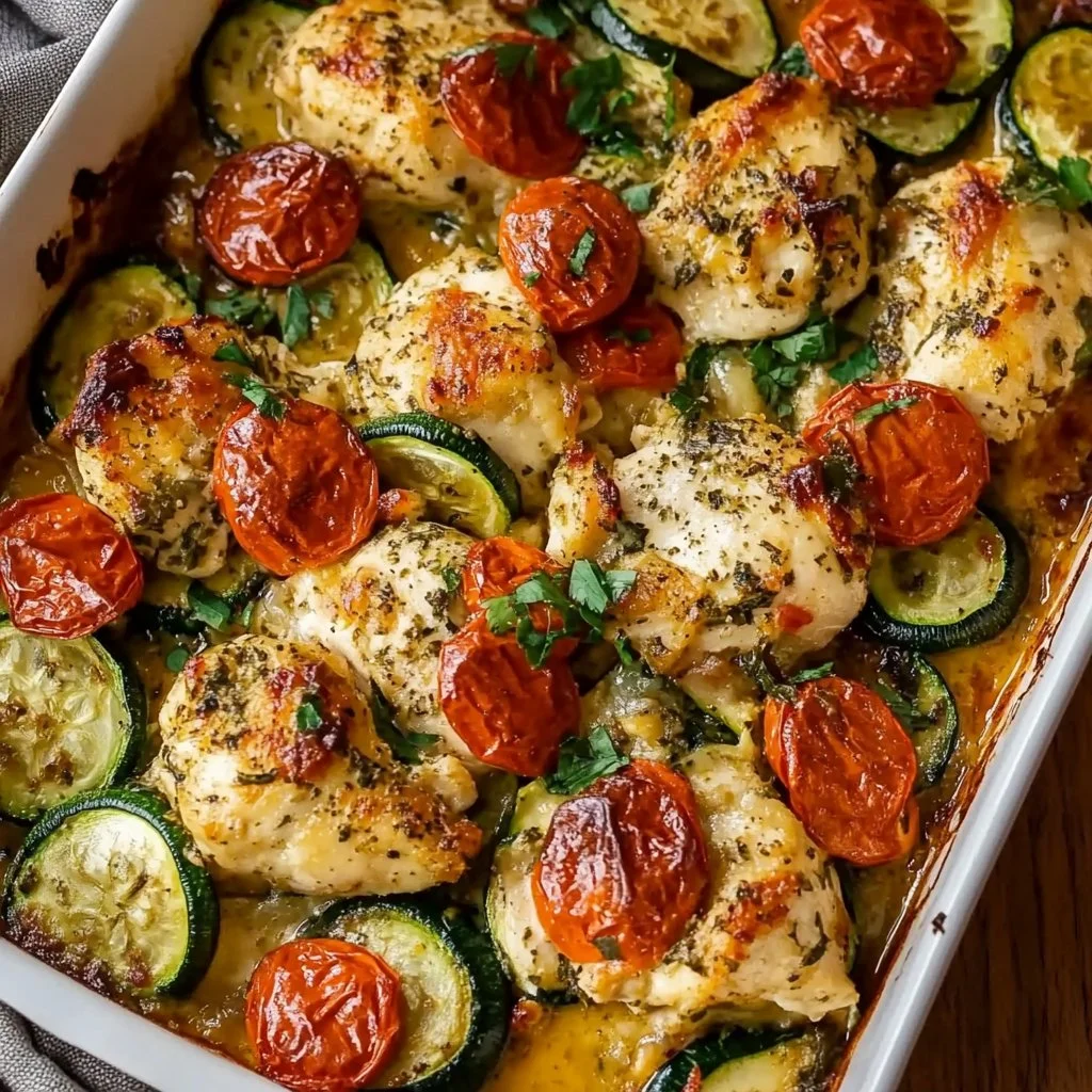 Mediterranean Chicken Zucchini Bake