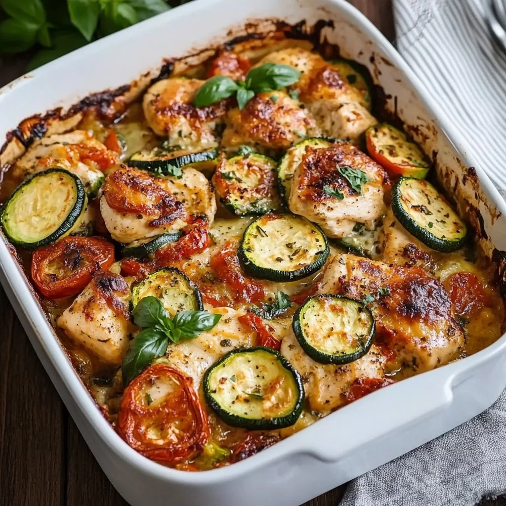 Mediterranean Chicken Zucchini Bake
