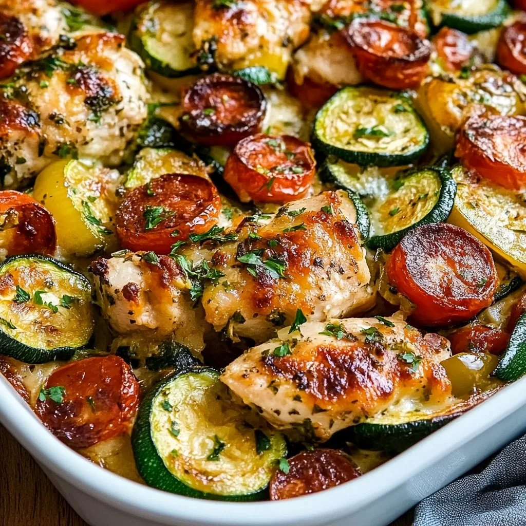 Mediterranean Chicken Zucchini Bake
