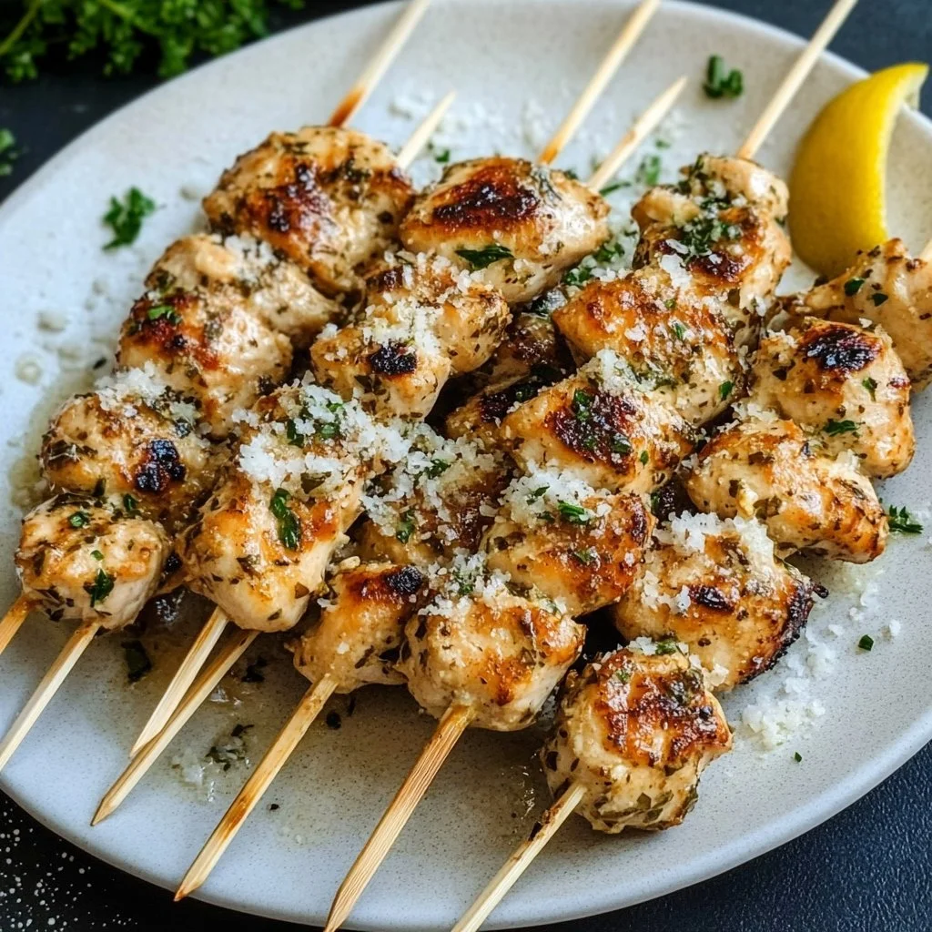 Ranch Garlic Parmesan Chicken Skewers