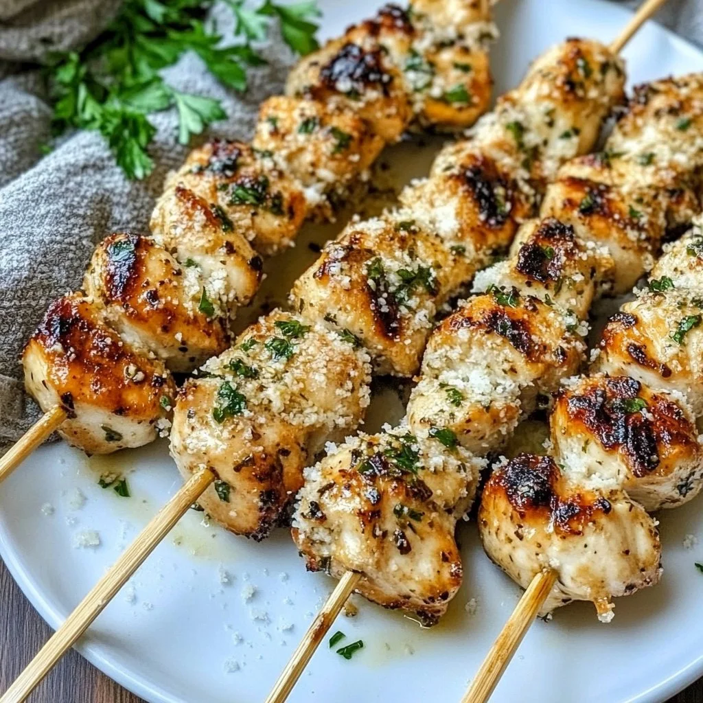 Ranch Garlic Parmesan Chicken Skewers