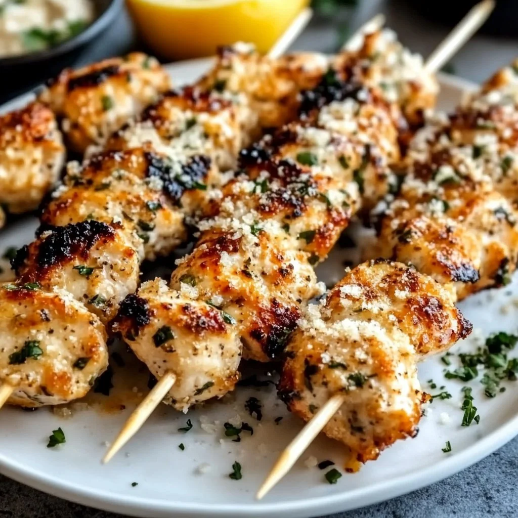 Ranch Garlic Parmesan Chicken Skewers