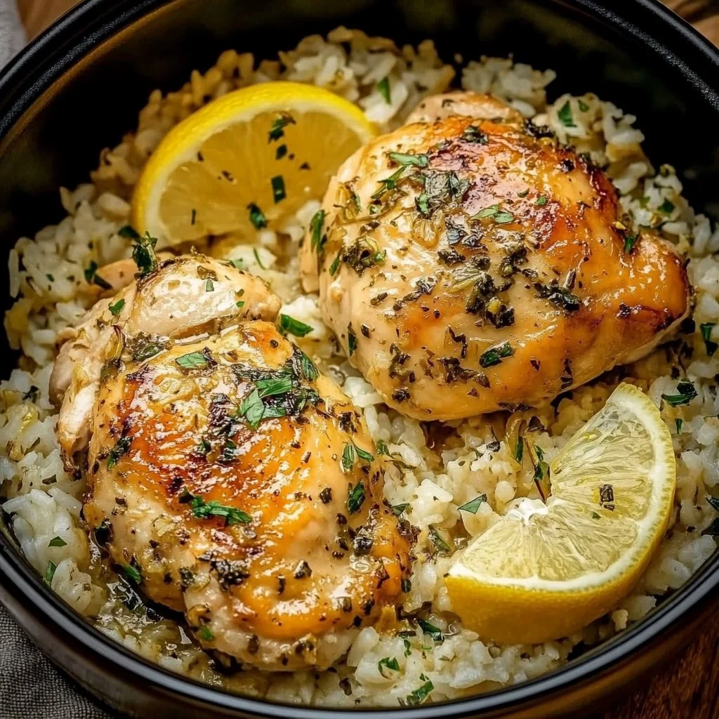 Slow Cooker Lemon Herb Chicken and Rice