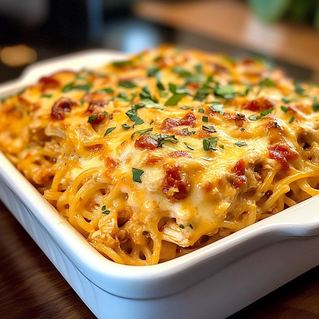 Spicy Southern Cheesy Chicken Spaghetti Casserole