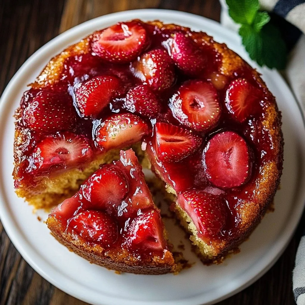 Strawberry Rhubarb Upside Down Cake