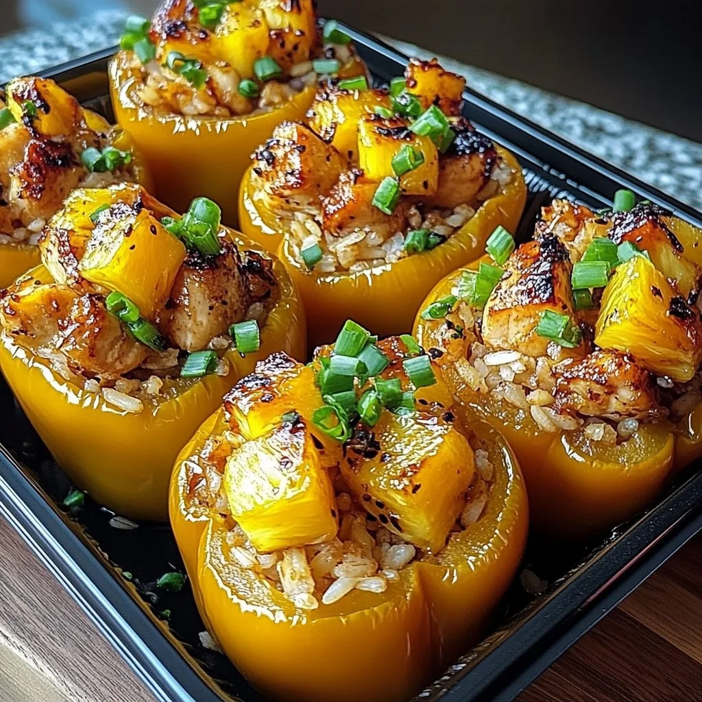 Teriyaki Pineapple Chicken and Rice Stuffed Peppers