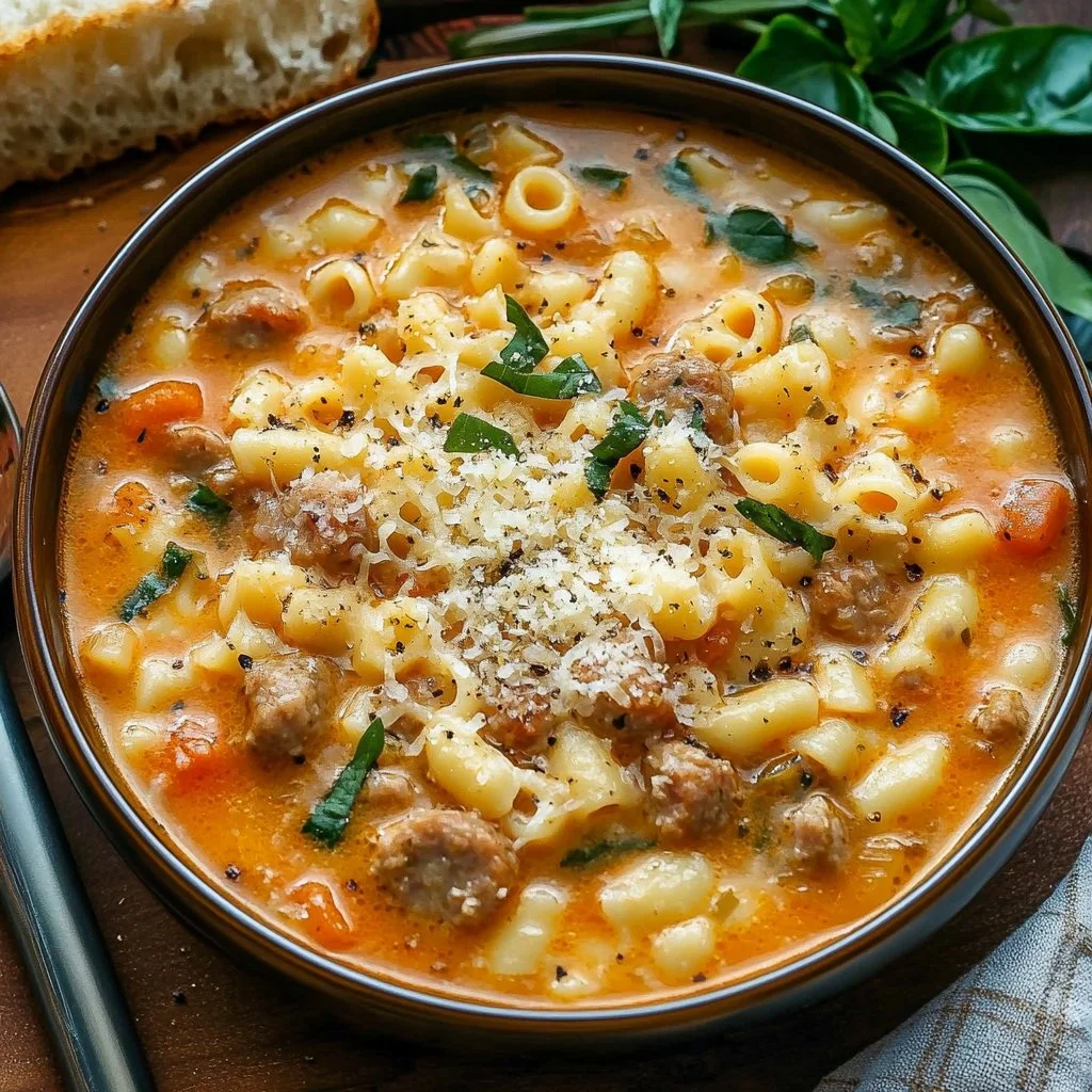 Creamy Parmesan Italian Sausage Ditalini Soup