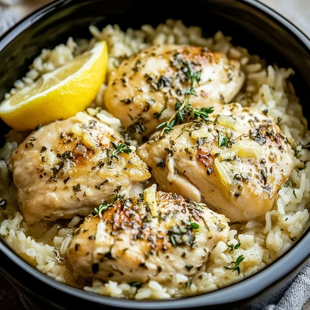Slow Cooker Lemon Herb Chicken and Rice