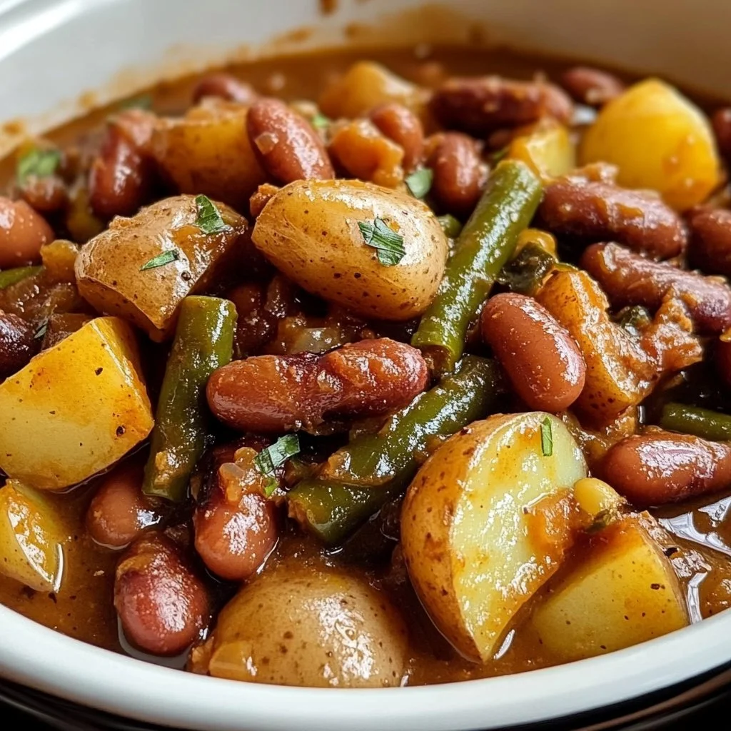 Crockpot Smokies with Beans and Potatoes