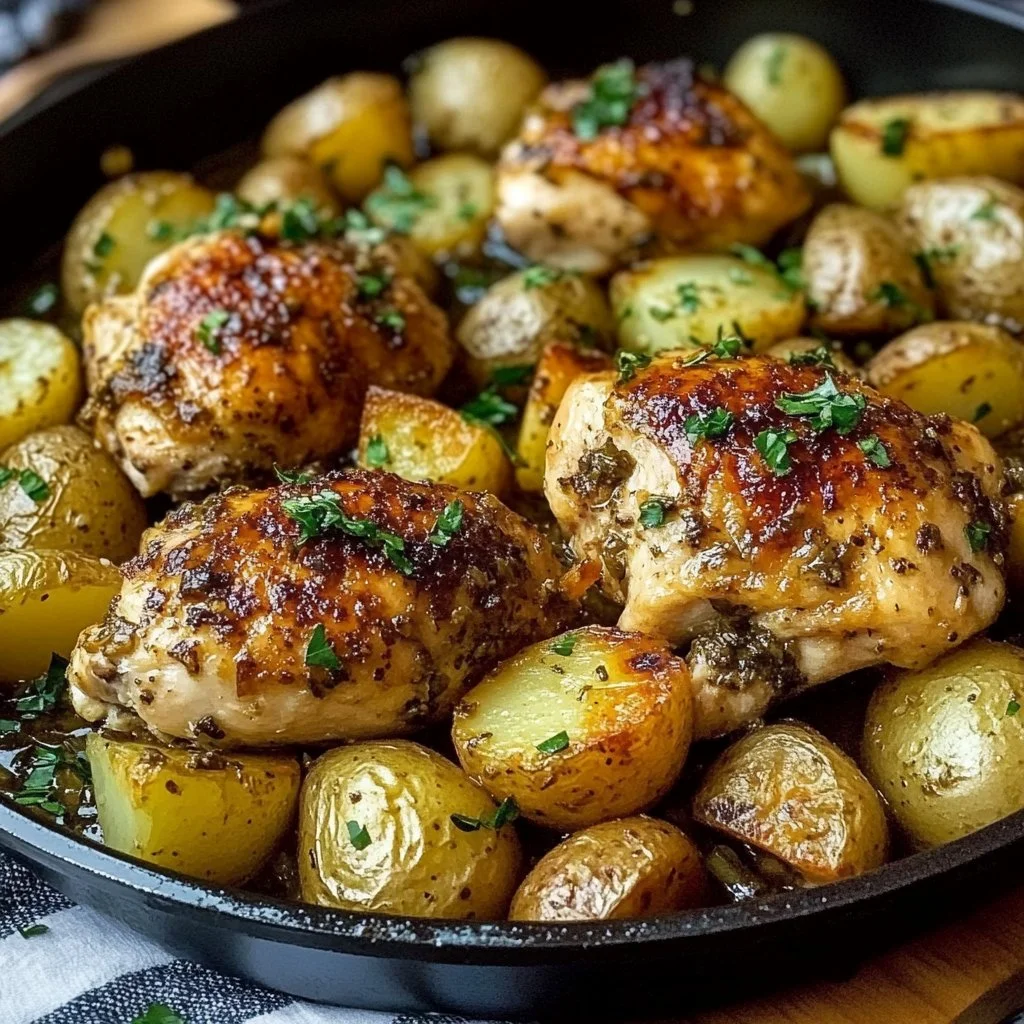One Pan Garlic Butter Chicken and Potatoes