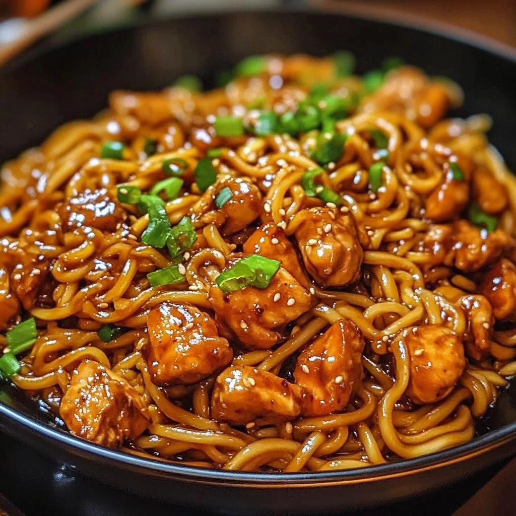 Sticky Garlic Chicken Noodles