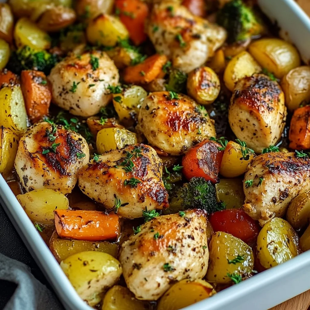 Easy and Zesty Healthy Baked Dinner with Chicken &amp; Veggies
