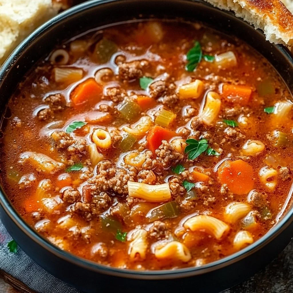 Italian Ground Beef Pasta Soup