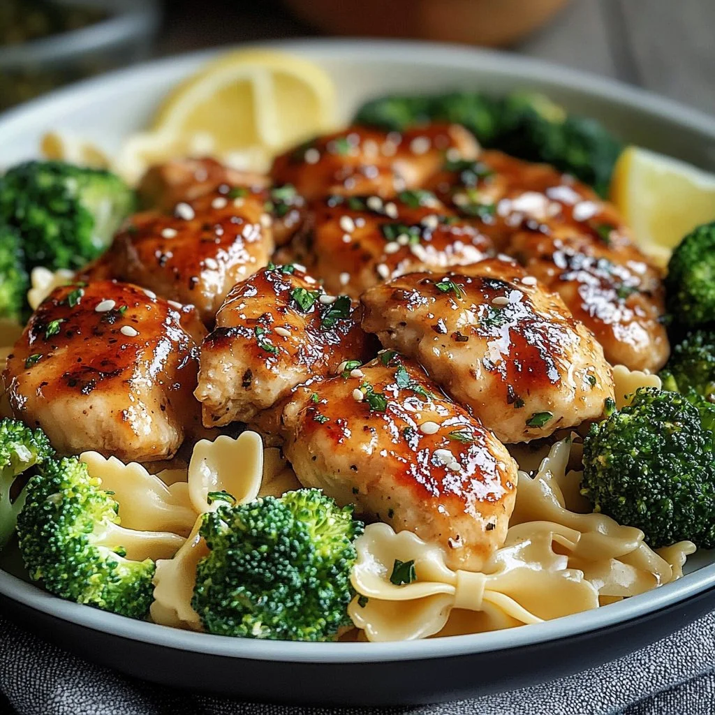 Cowboy Butter Lemon Bowtie Chicken with Broccoli 
