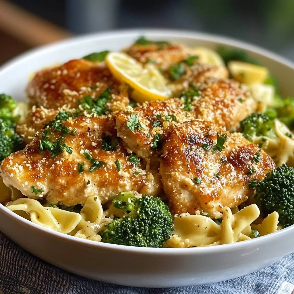 Cowboy Butter Lemon Bowtie Chicken with Broccoli