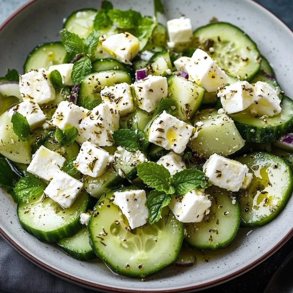 Cucumber Feta Salad with Lemon Greek Vinaigrette