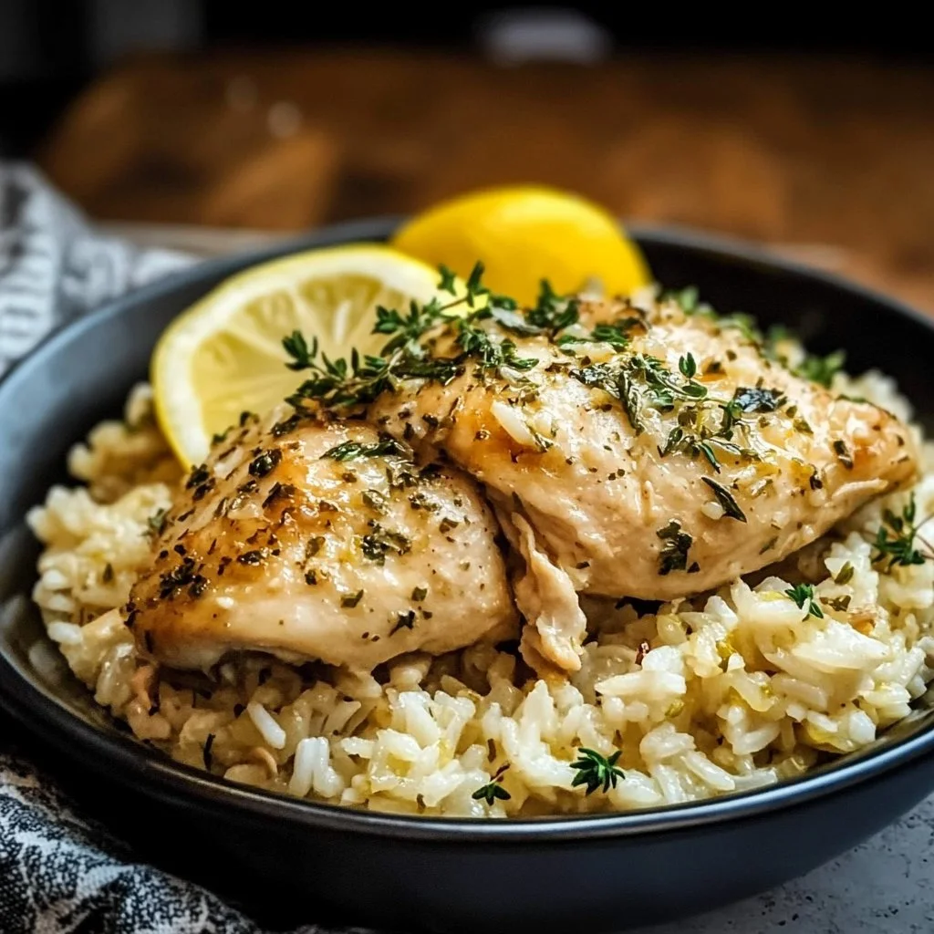 Slow Cooker Lemon Herb Chicken and Rice
