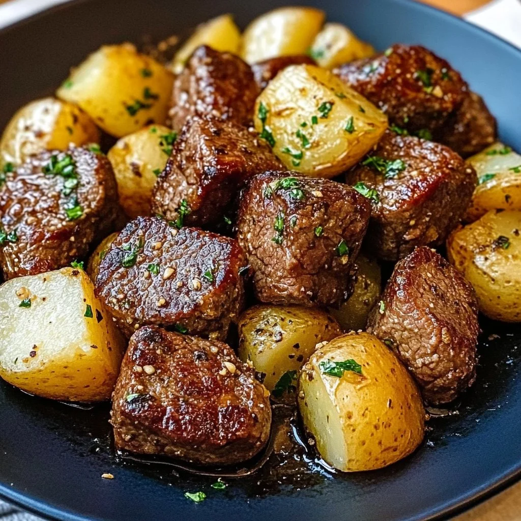 Garlic Steak Bites and Potatoes
