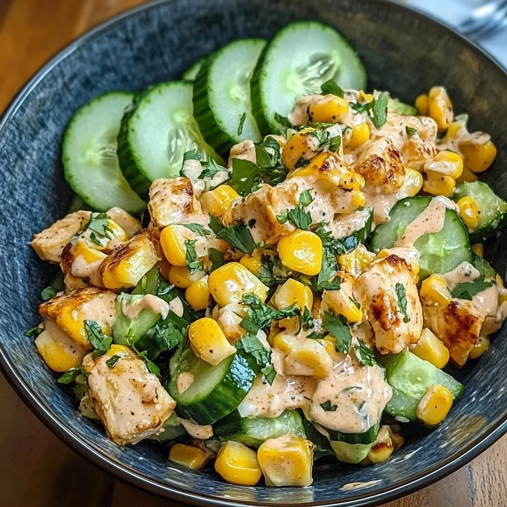 Street Corn Creamy Cucumber Chicken Salad