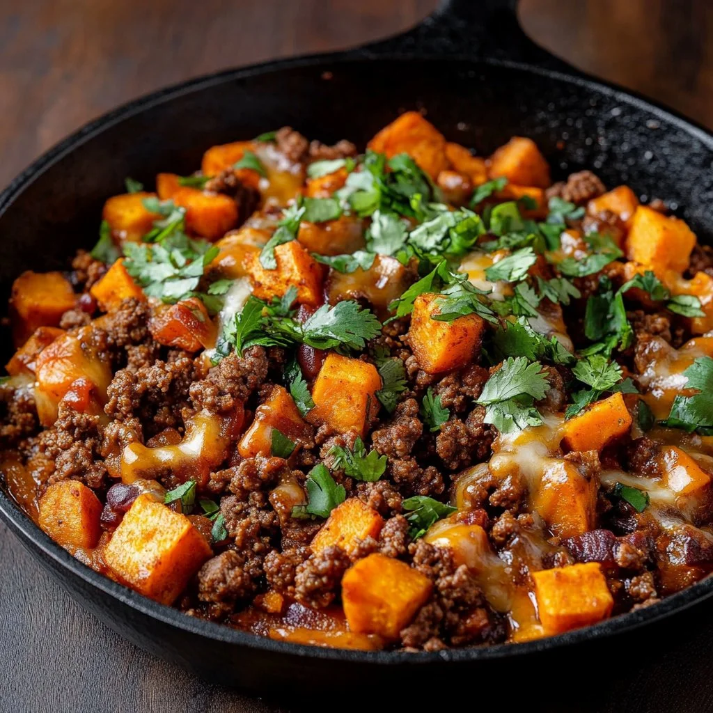 Ground Beef and Sweet Potato Taco Skillet