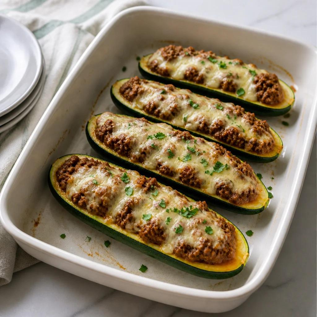 Ground Beef Zucchini Boats