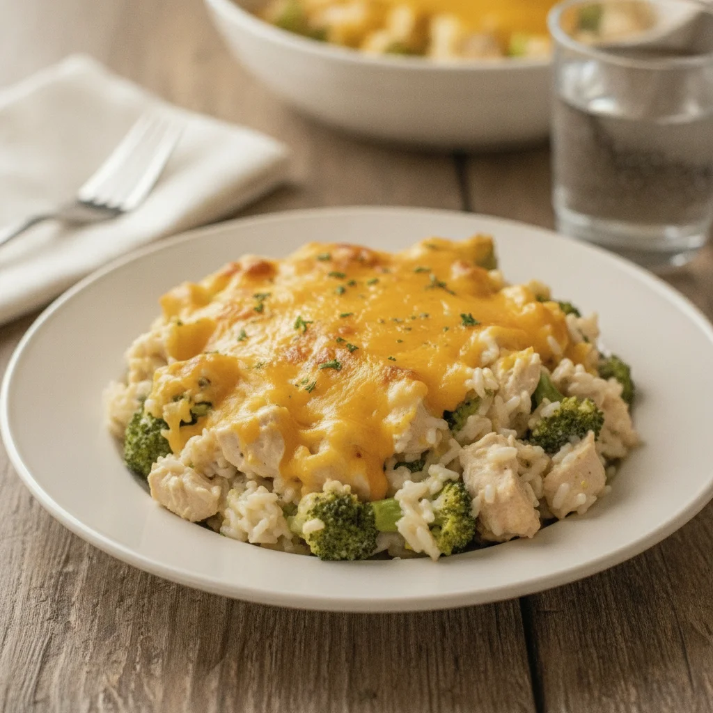 Cheesy Broccoli Chicken and Rice Casserole