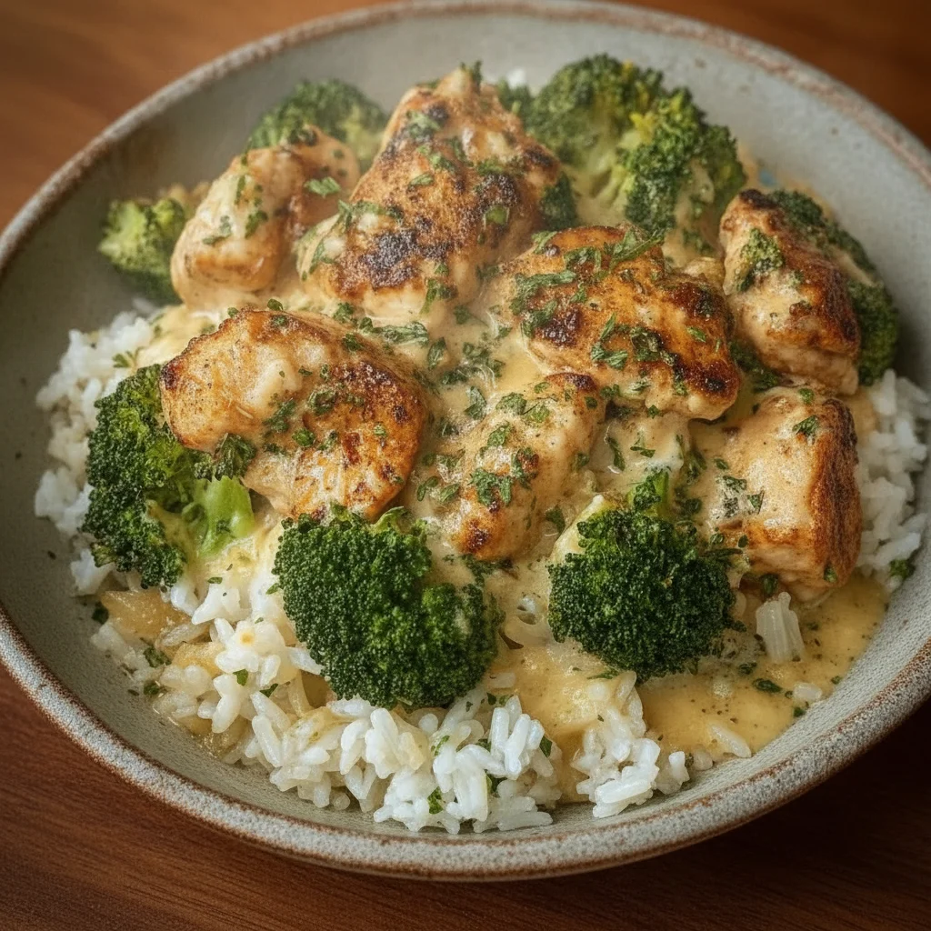Creamy Garlic Chicken Rice Bowls