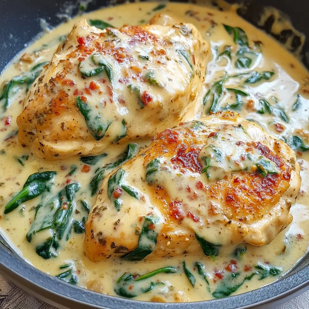 Chicken with Spinach in Creamy Parmesan