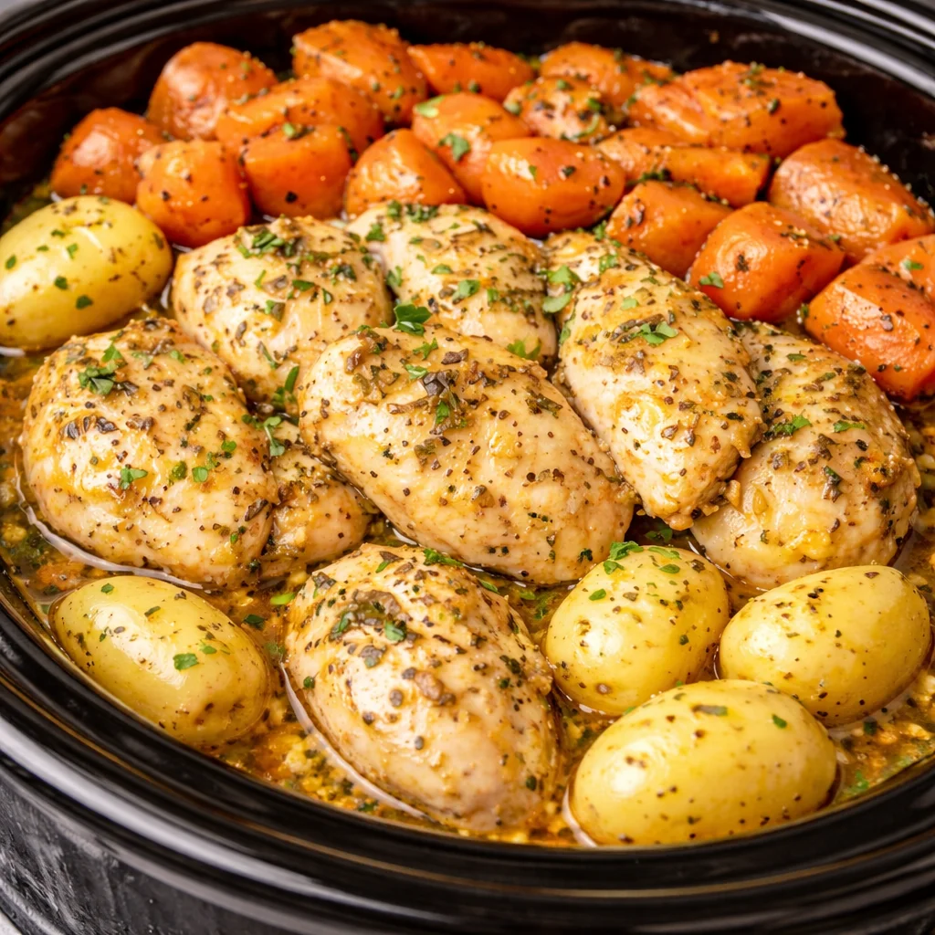 Easy Crockpot Garlic Herb Chicken &amp; Veggies for Cozy Nights