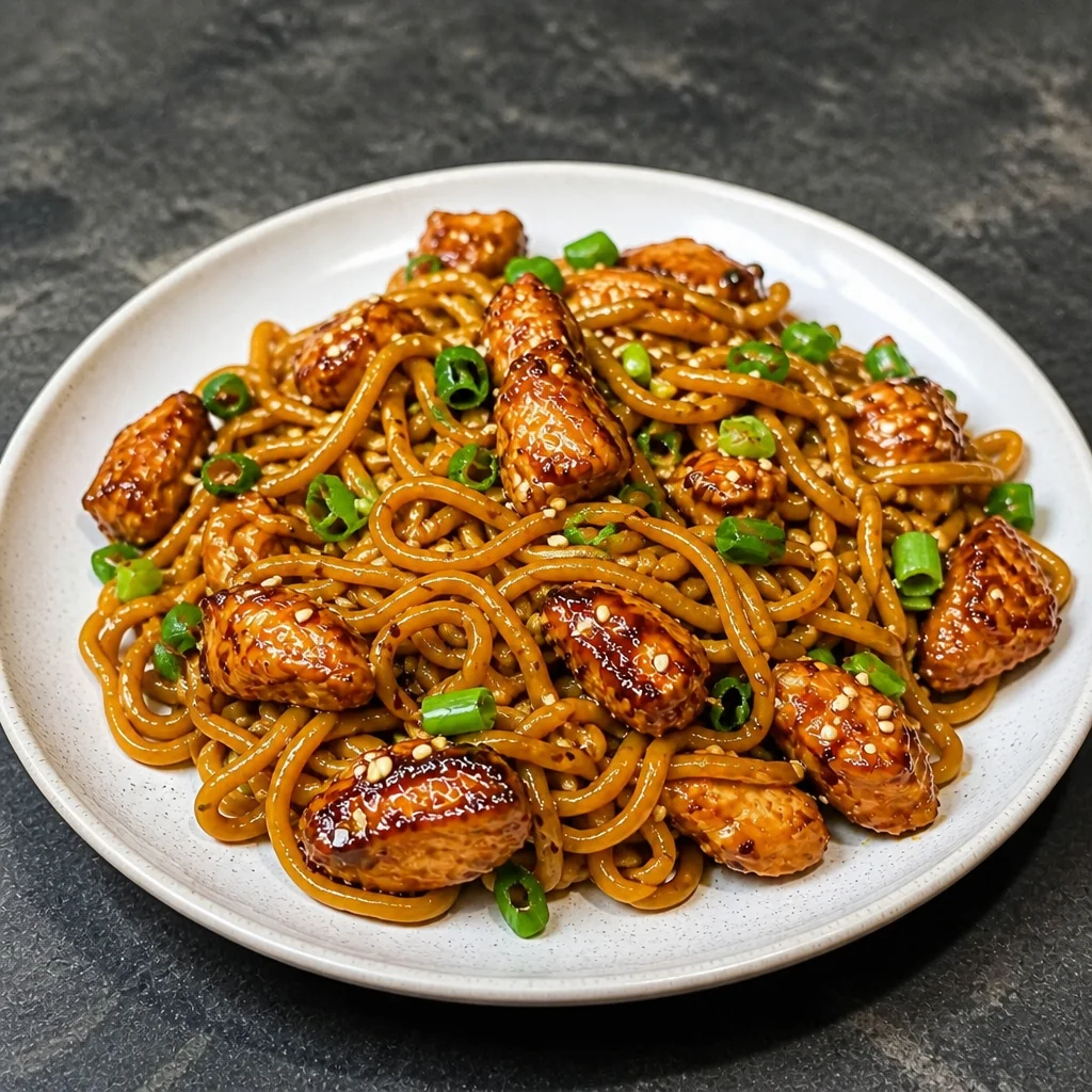 Sticky Garlic Chicken Noodles