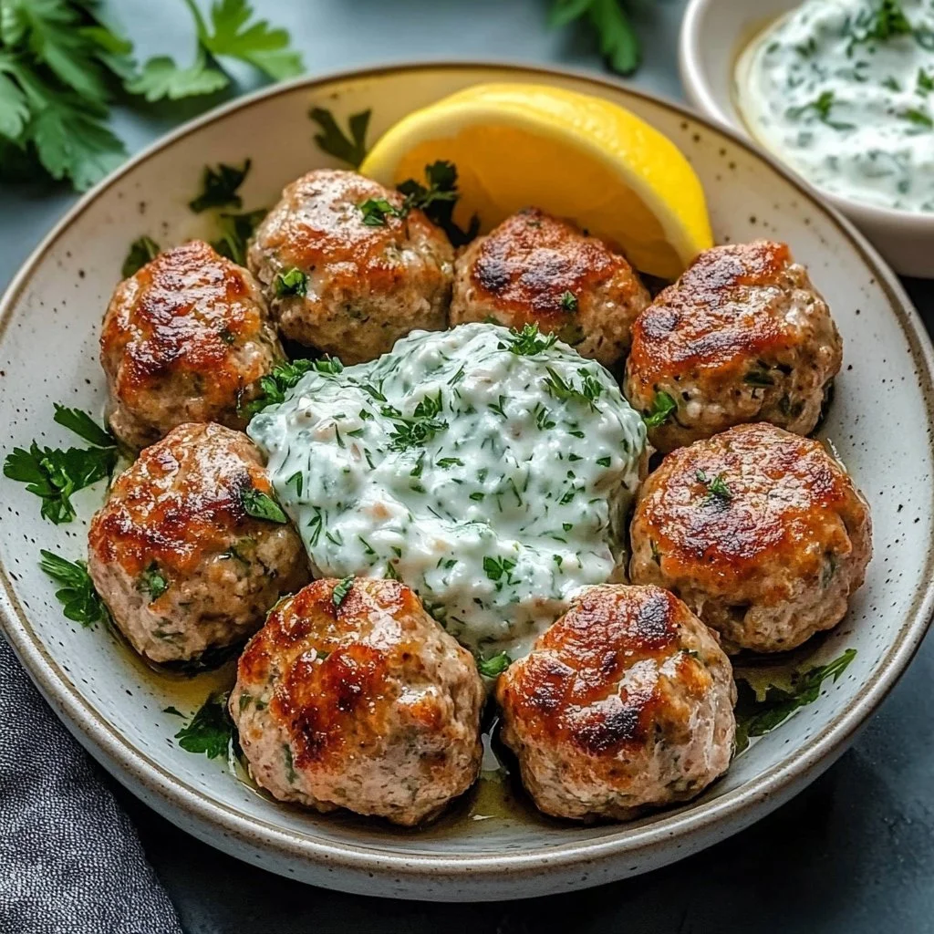Greek Turkey Meatballs with Tzatziki