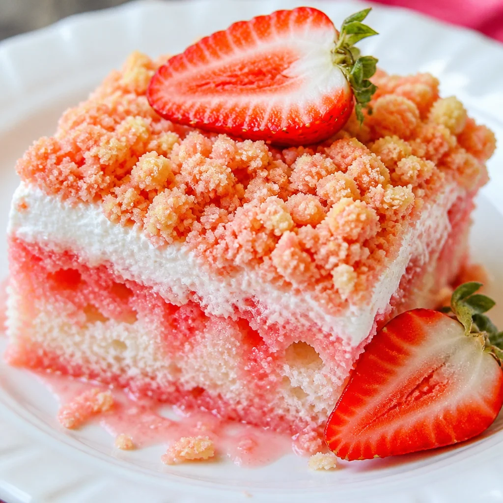 Sparkling Strawberry Poke Cake