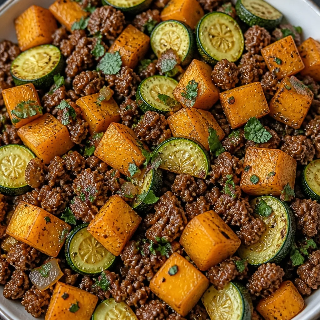 Sweet Potato & Zucchini Ground Beef Skillet